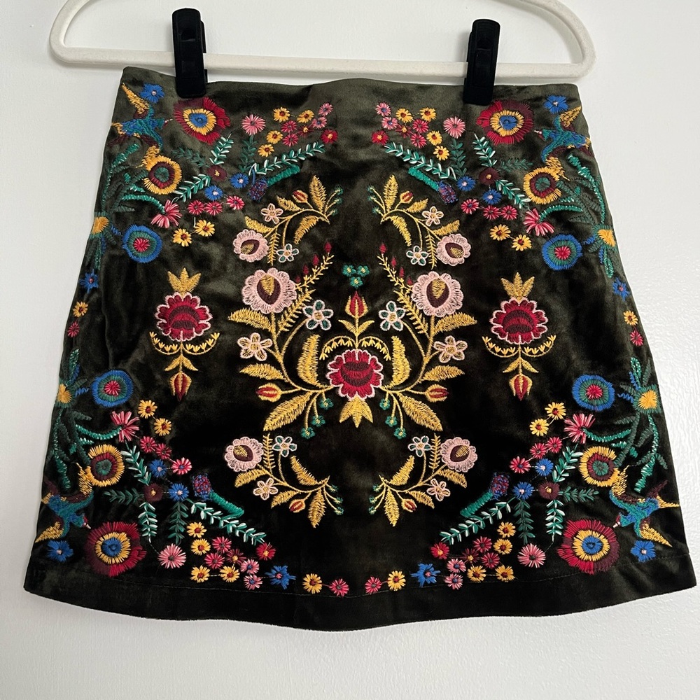 Umgee Multicolor Embroidered Mini Skirt